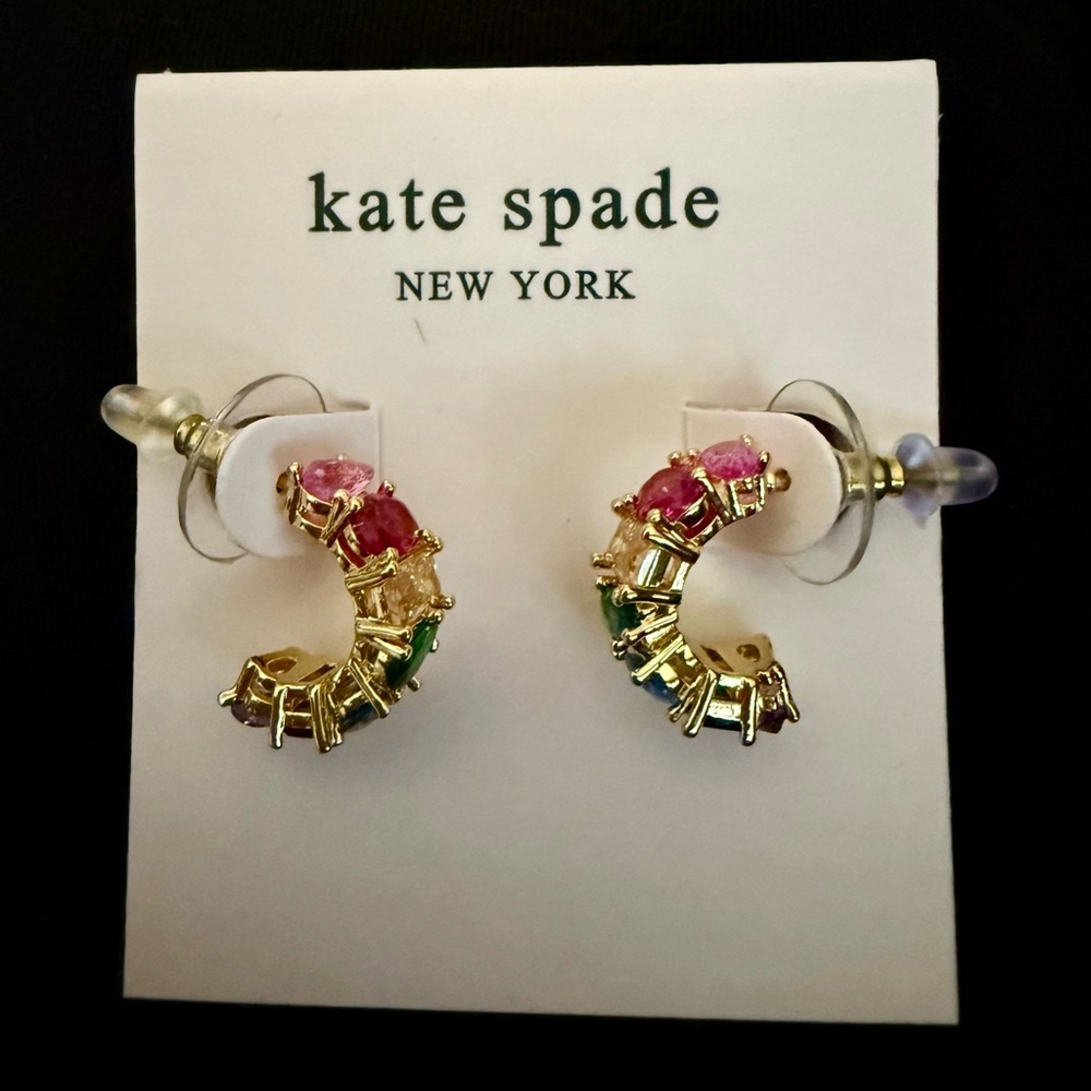 Authentic kate spade multicolor gemstone hoop earrings - NWT